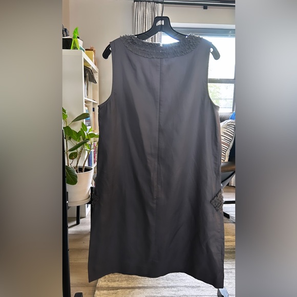 NWT Loft Gray Ruffle Trim Sheath Dress - Picture 2 of 4
